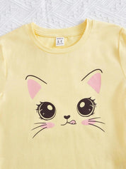 Kotty Girls Graphic Printed Round Neck Cotton Oversized T-shirt