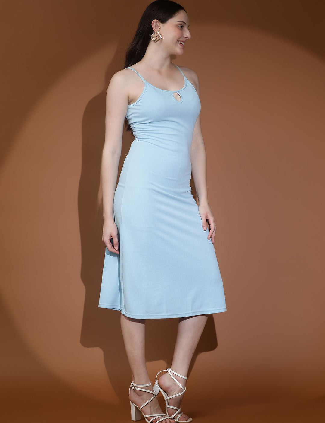 Kotty Women Solid Shoulder Straps Sleeveless A-Line Dress