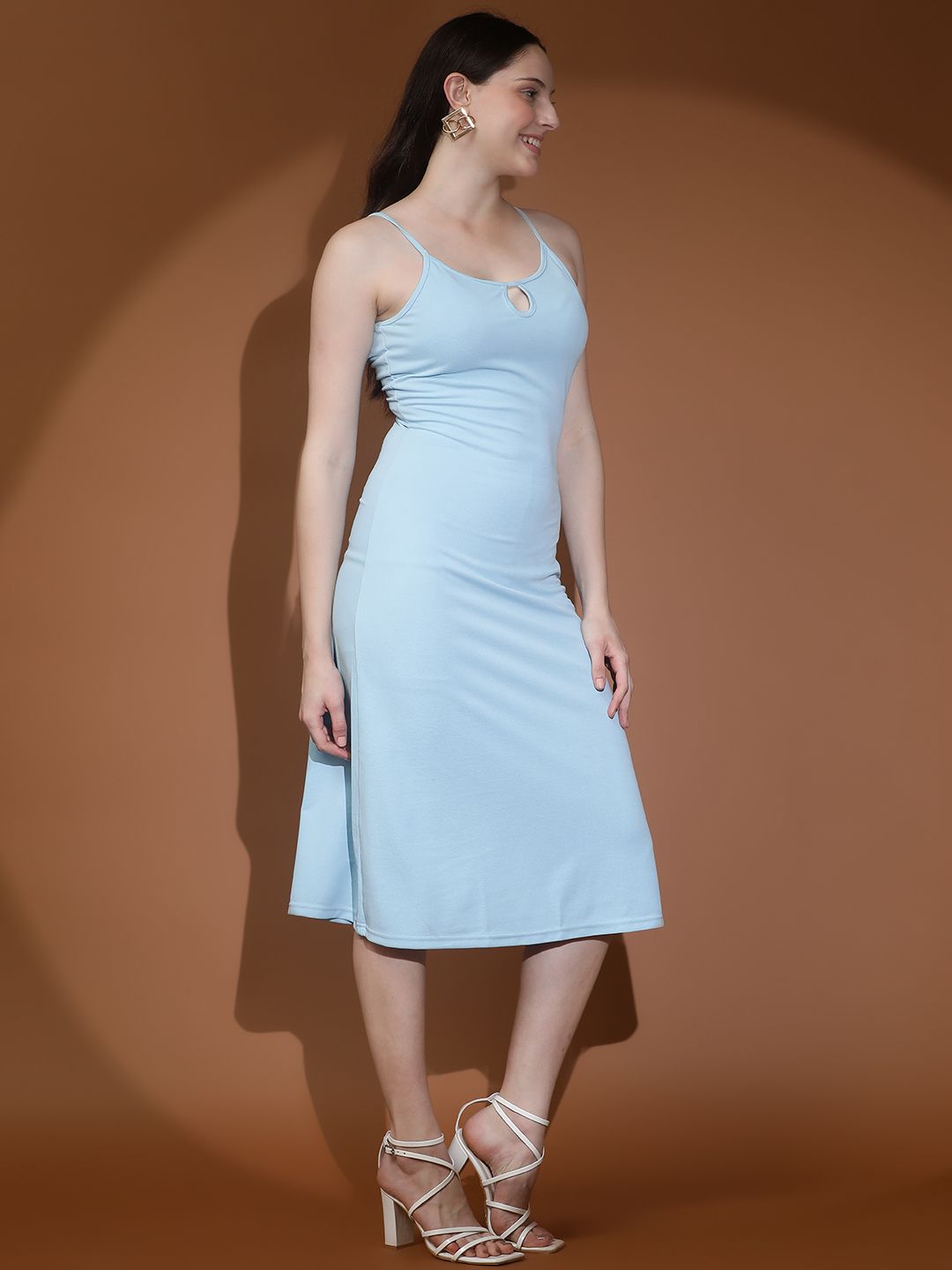 Kotty Women Solid Shoulder Straps Sleeveless A-Line Dress