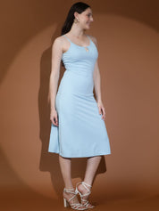 Kotty Women Solid Shoulder Straps Sleeveless A-Line Dress