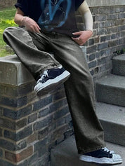 Kotty Men Wide Leg Mid-Rise Light Fade Stretchable Jeans