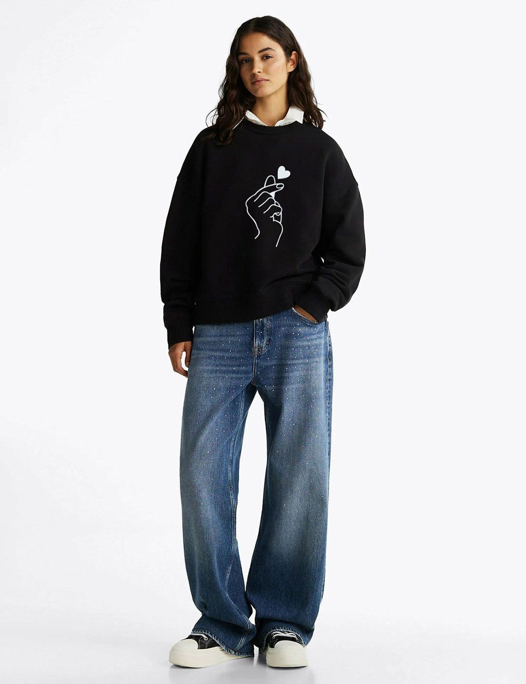 Kotty Women Graphic Printed Round Neck Long Sleeves Pullover Sweatshirt