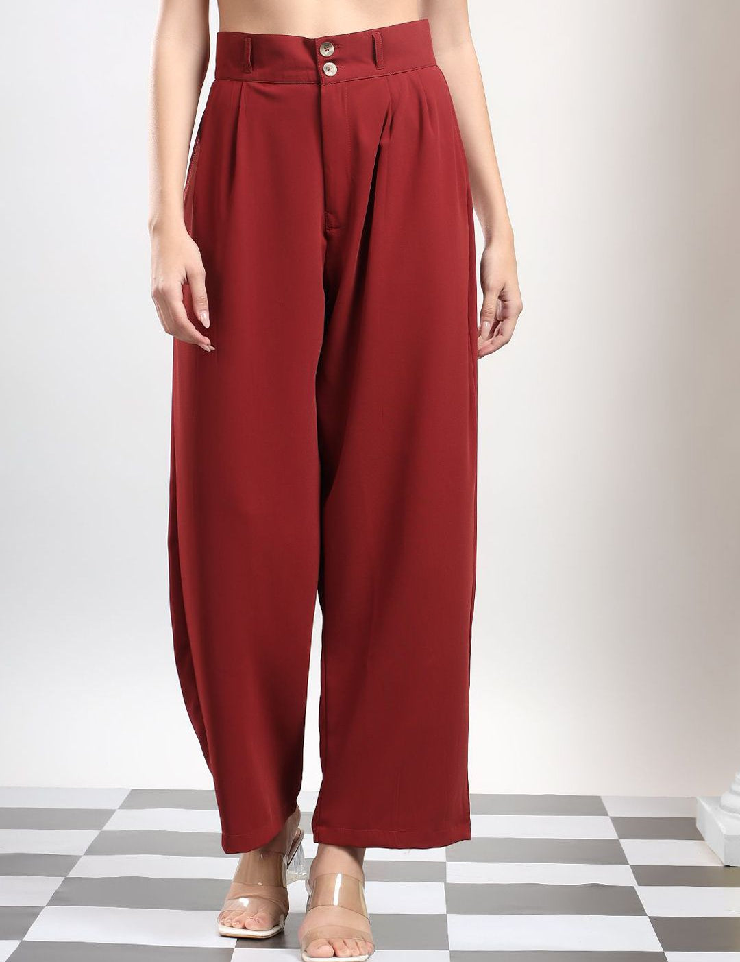 Kotty Women High-Rise Easy Wash Pleated Trousers