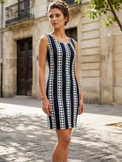 Kotty women comfortable navy blue sheath dress