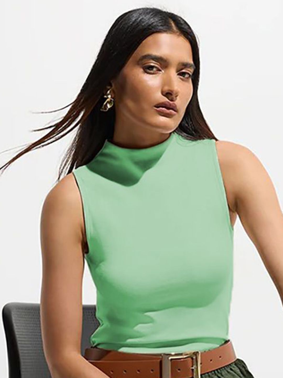 Kotty Pack of 2 Sleeveless High Neck Fitted Top