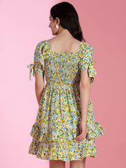 Kotty Women Floral Printed Puff Sleeve Fit & Flare Dress