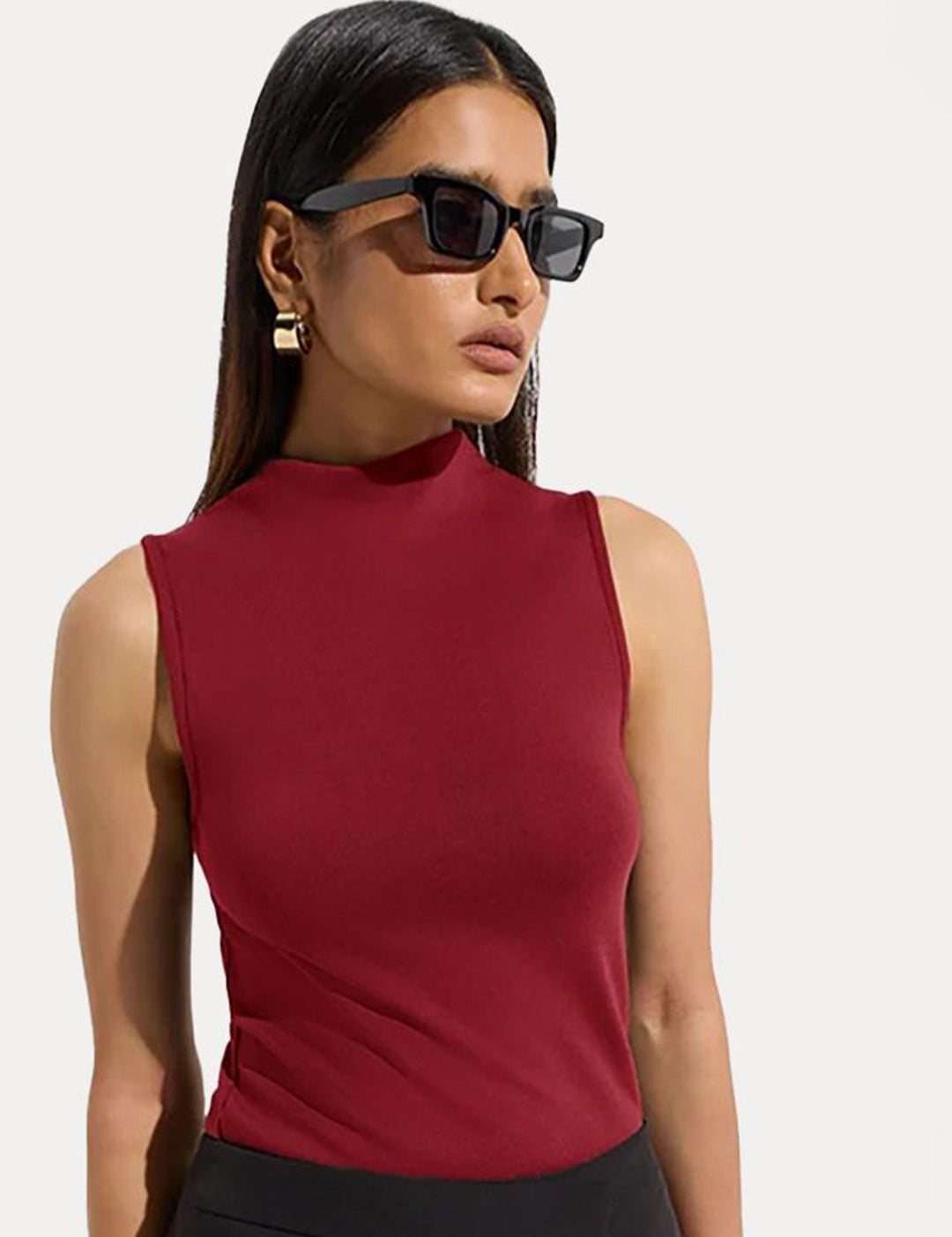 Kotty Women High Neck Sleeve Less Tank Top