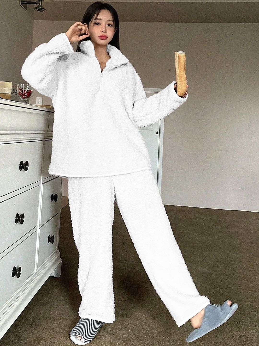 Kotty Women Shirt Collar Top With Pyjamas Night suits