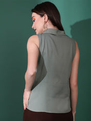 Kotty Women Solid Shirt Collar  Top