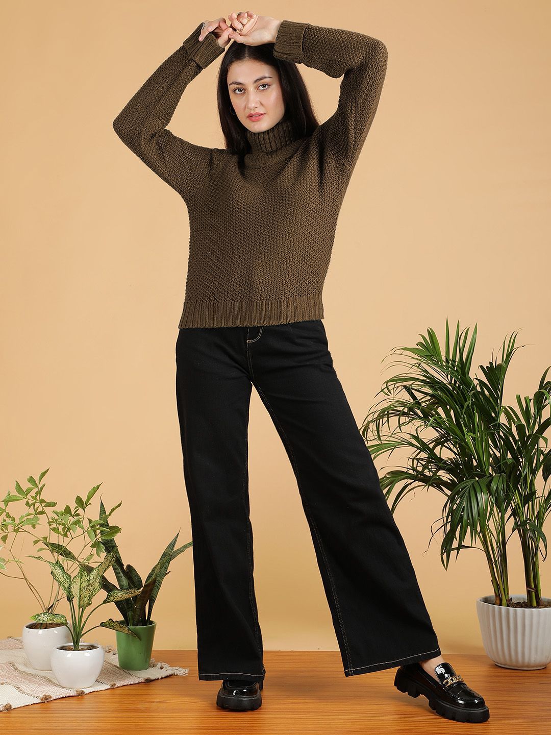 Kotty Women Turtle Neck Long Sleeves Pullover