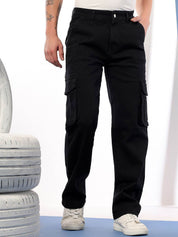 Kotty Men Comfort Regular Fit Mid-Rise Cargo Styles Cotton Jeans