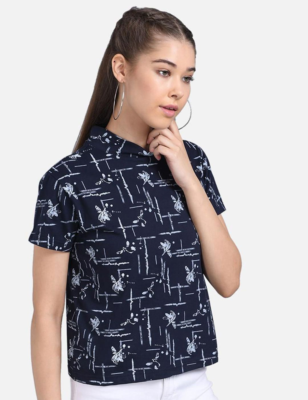 Kotty Floral Printed Pure Cotton High Neck Top