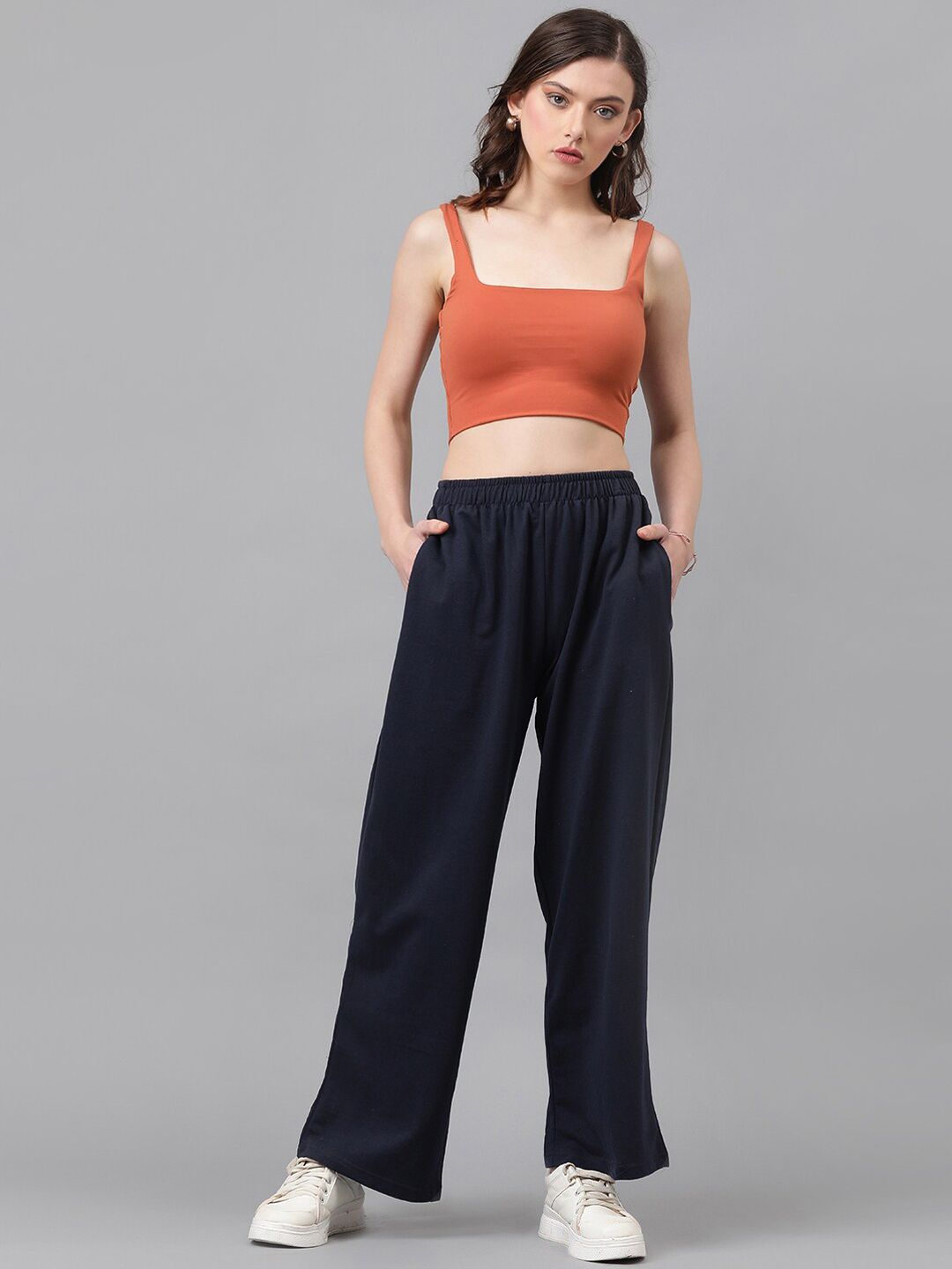 KOTTY Basics Women High-Rise Wide-Leg Track Pants