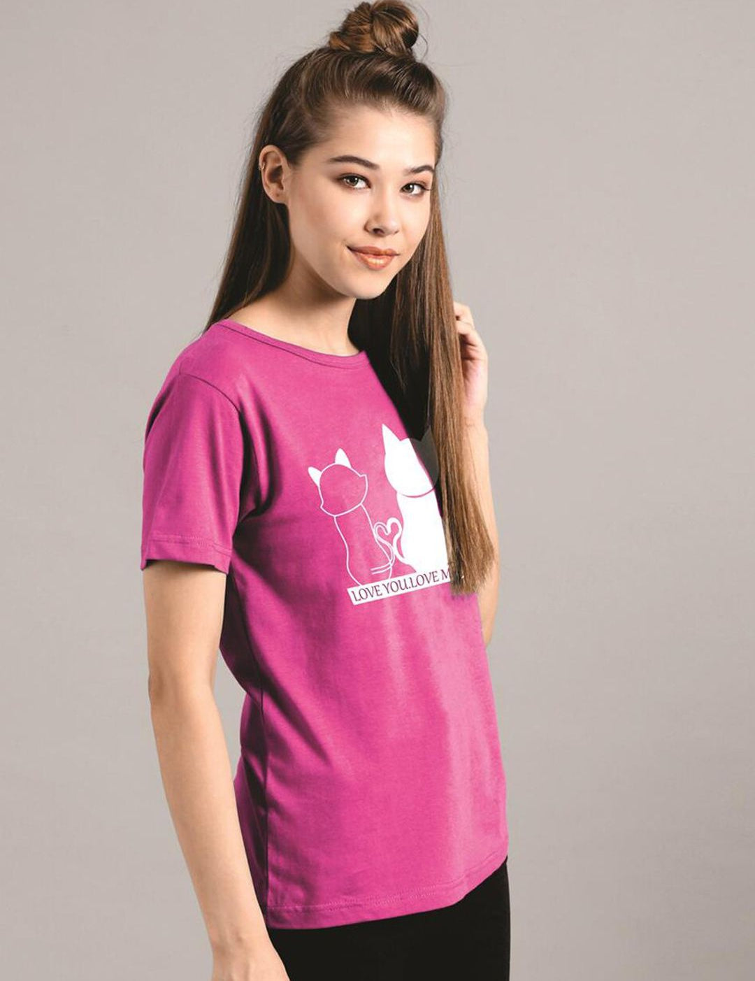 Kotty Women Purple Printed Round Neck T-shirt