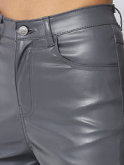 Kotty Women Grey Relaxed Straight Fit High-Rise Trousers