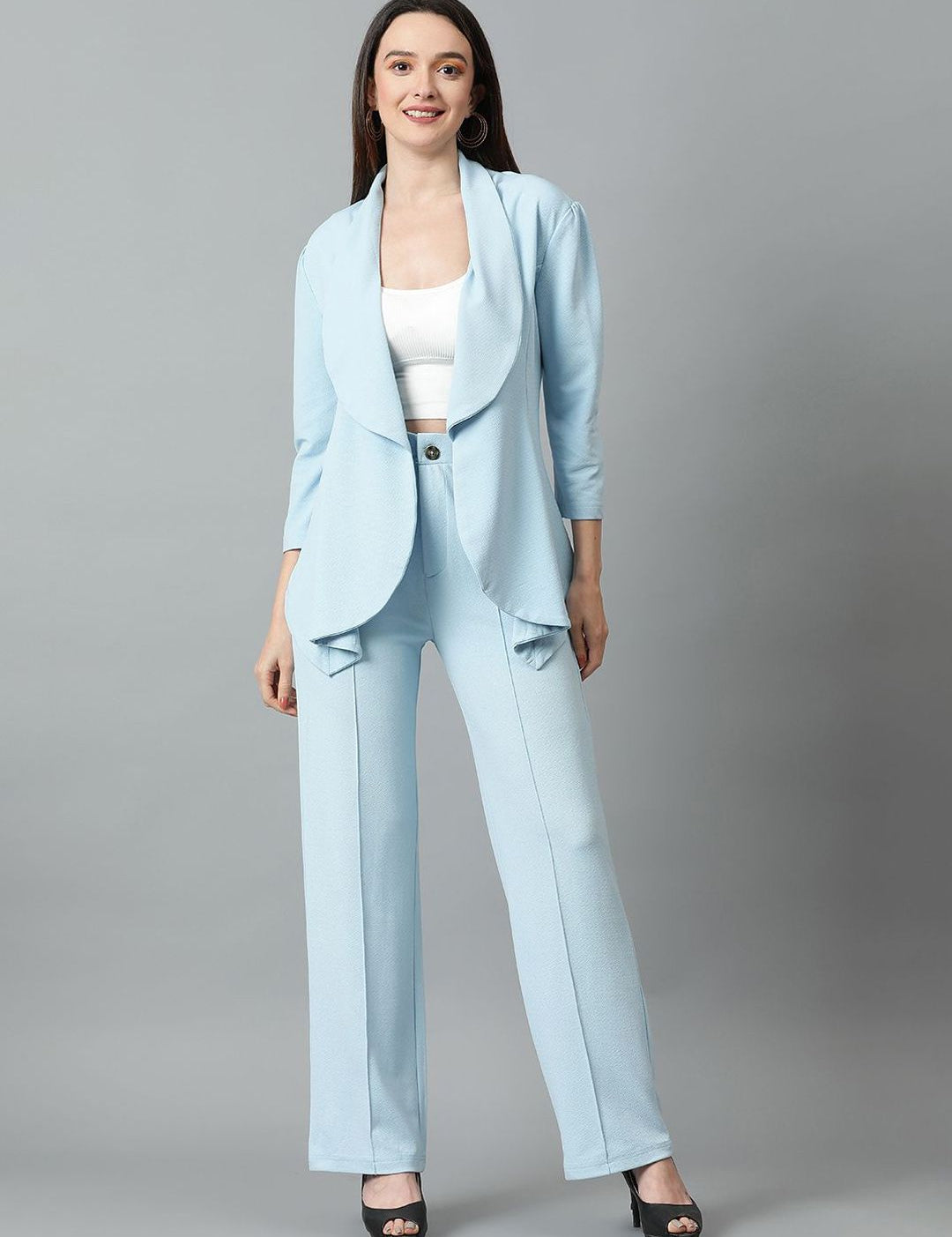 Kotty Blue Shawl Neck Blazer & Trousers