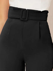 KOTTY BIZwear Basics Women Straight Fit High-Rise Pleated Parallel Trousers