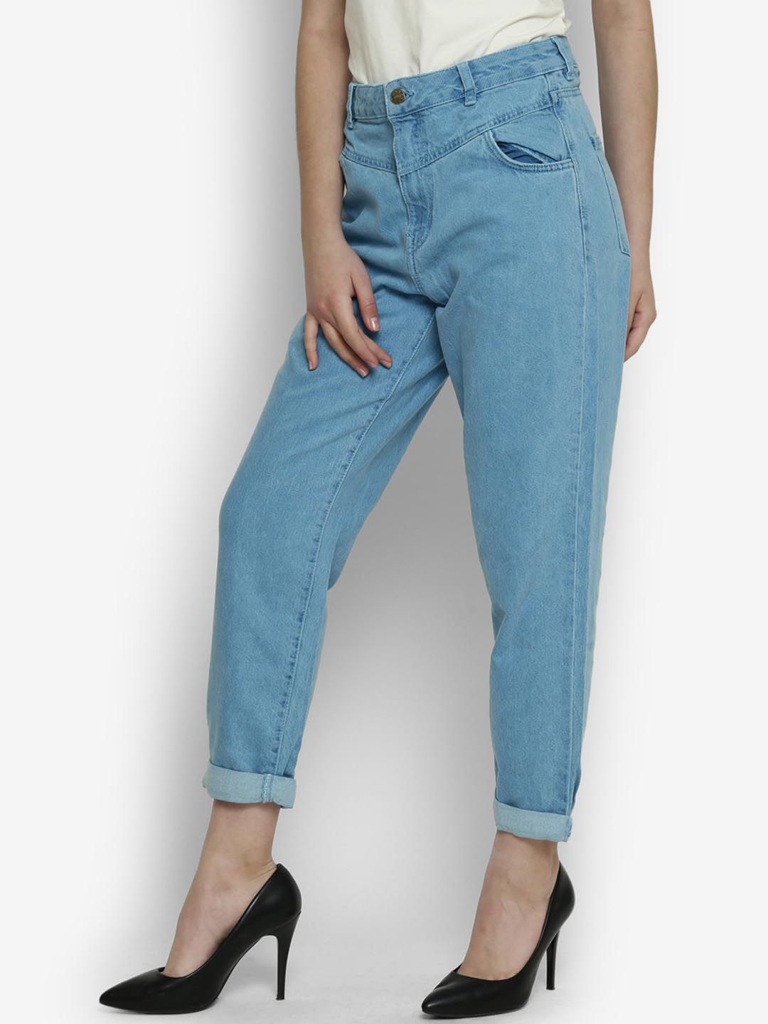 Kotty Women Blue Boyfriend Fit High-Rise Clean Look Jeans