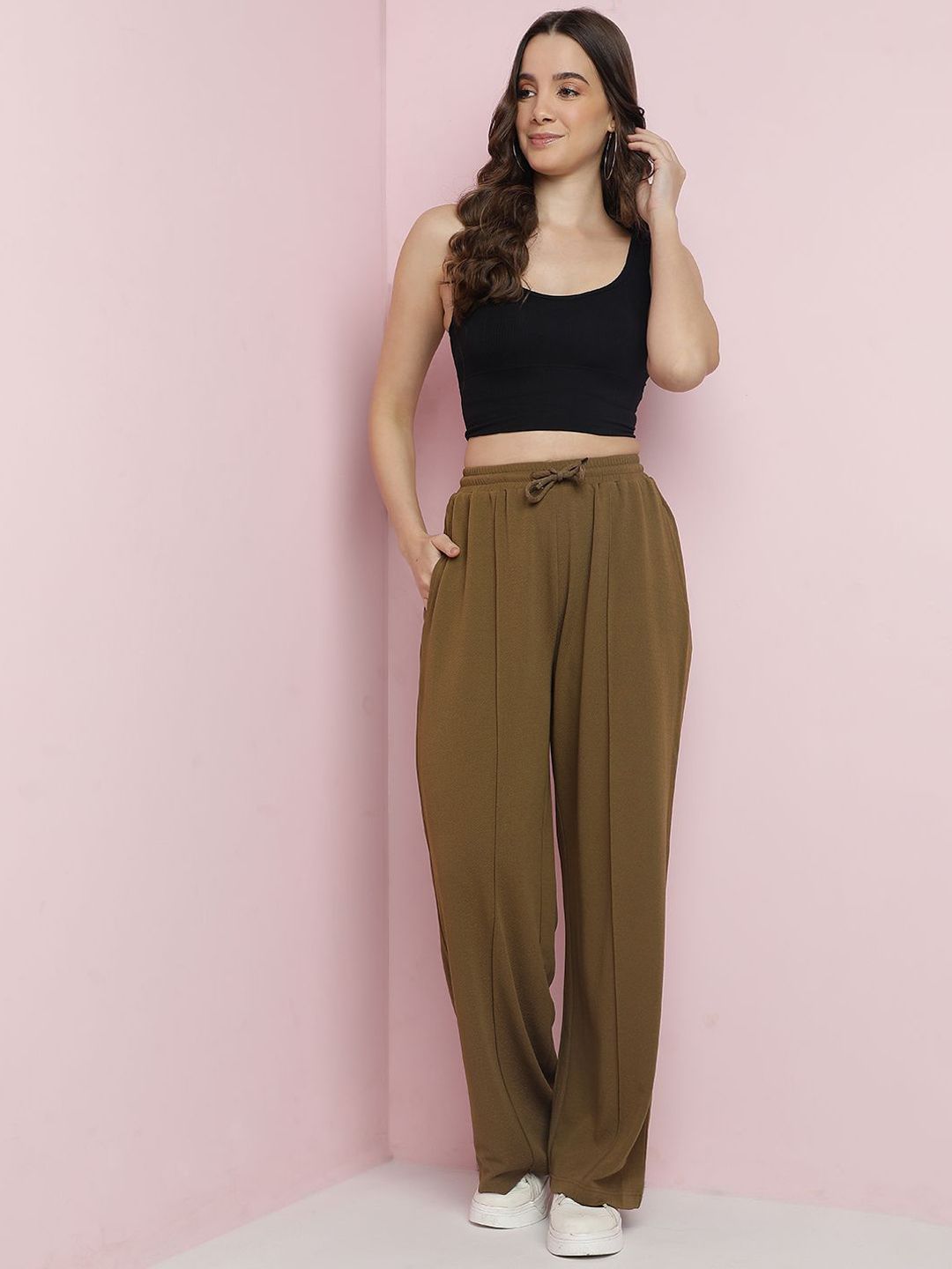 Kotty Women High-Rise Easy Wash Parallel Regular Fit Trousers