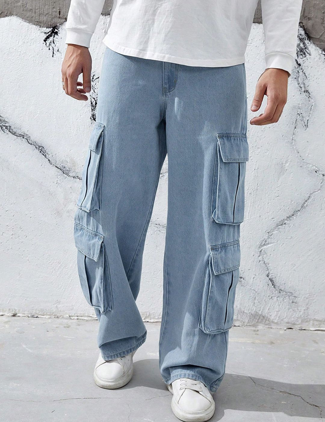 Kotty Men Relaxed Fit Low-Rise Stretchable Cargo Jeans