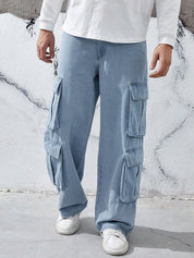 Kotty Men Relaxed Fit Low-Rise Stretchable Cargo Jeans