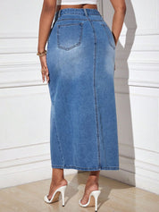 Kotty Straight Midi Denim Skirt