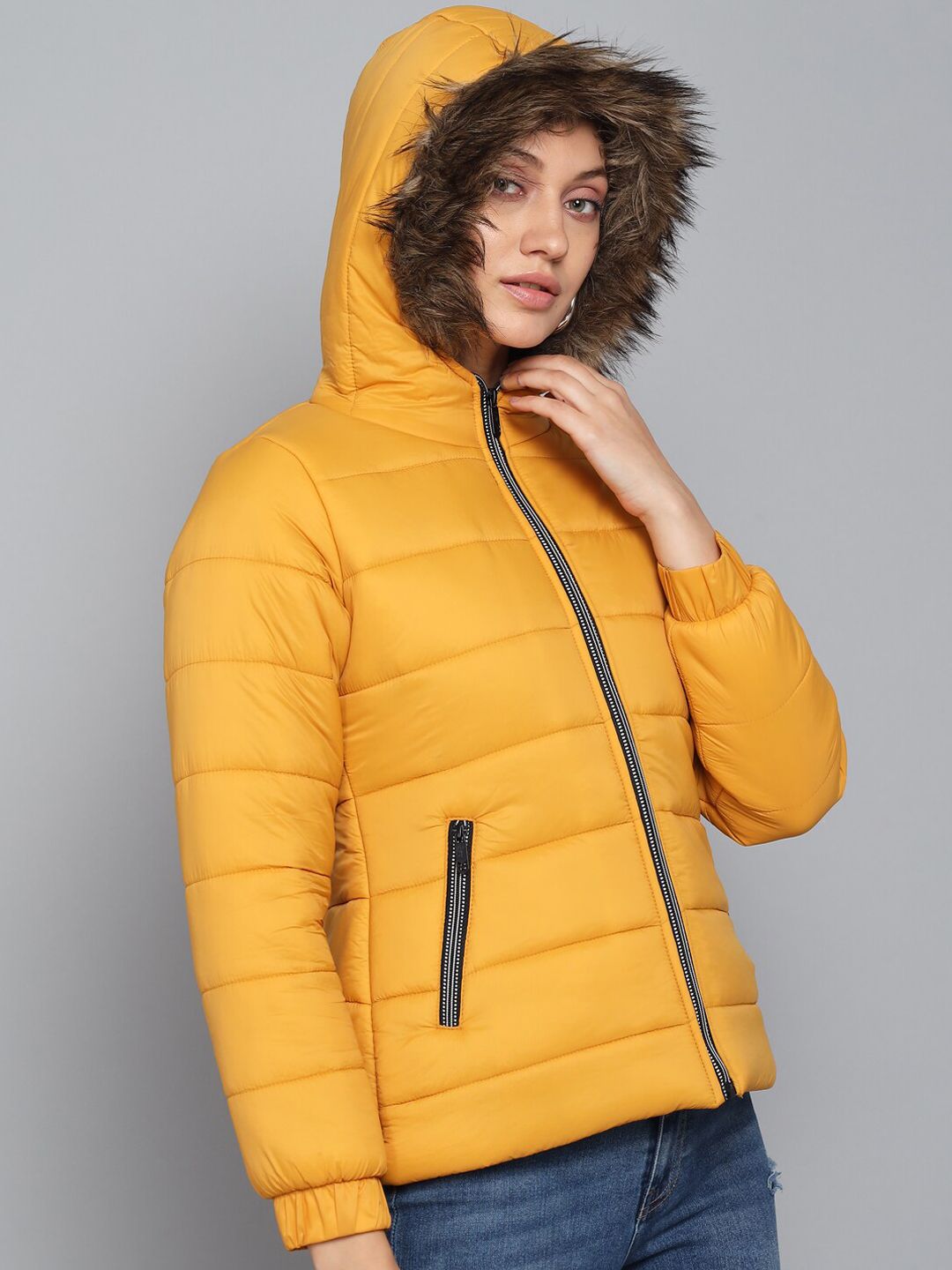 Kotty Women Yellow Outdoor Puffer Jacket