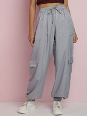 Kotty Women Relaxed High-Rise Easy Wash Cargo Joggers 