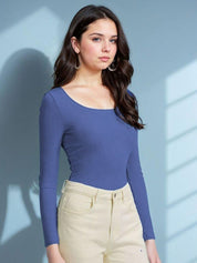 Kotty Women Solid Long Sleeves Fitted Top