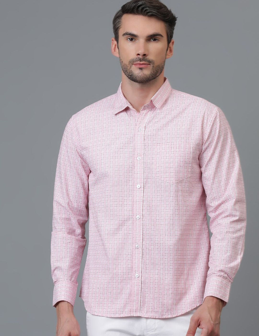 Kotty New Checked Spread Collar Shirt