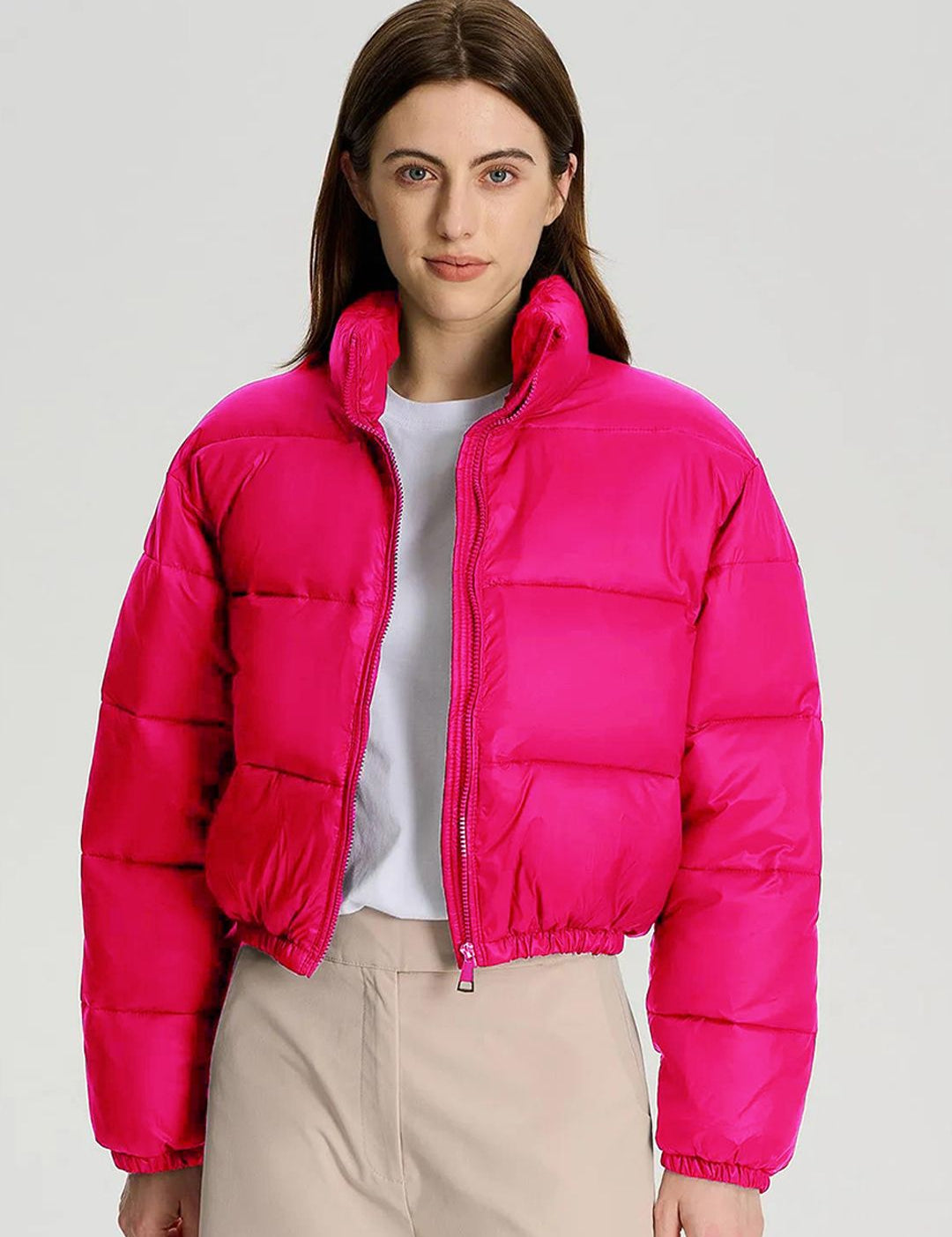 Kotty Mock Collar Crop Puffer Jacket