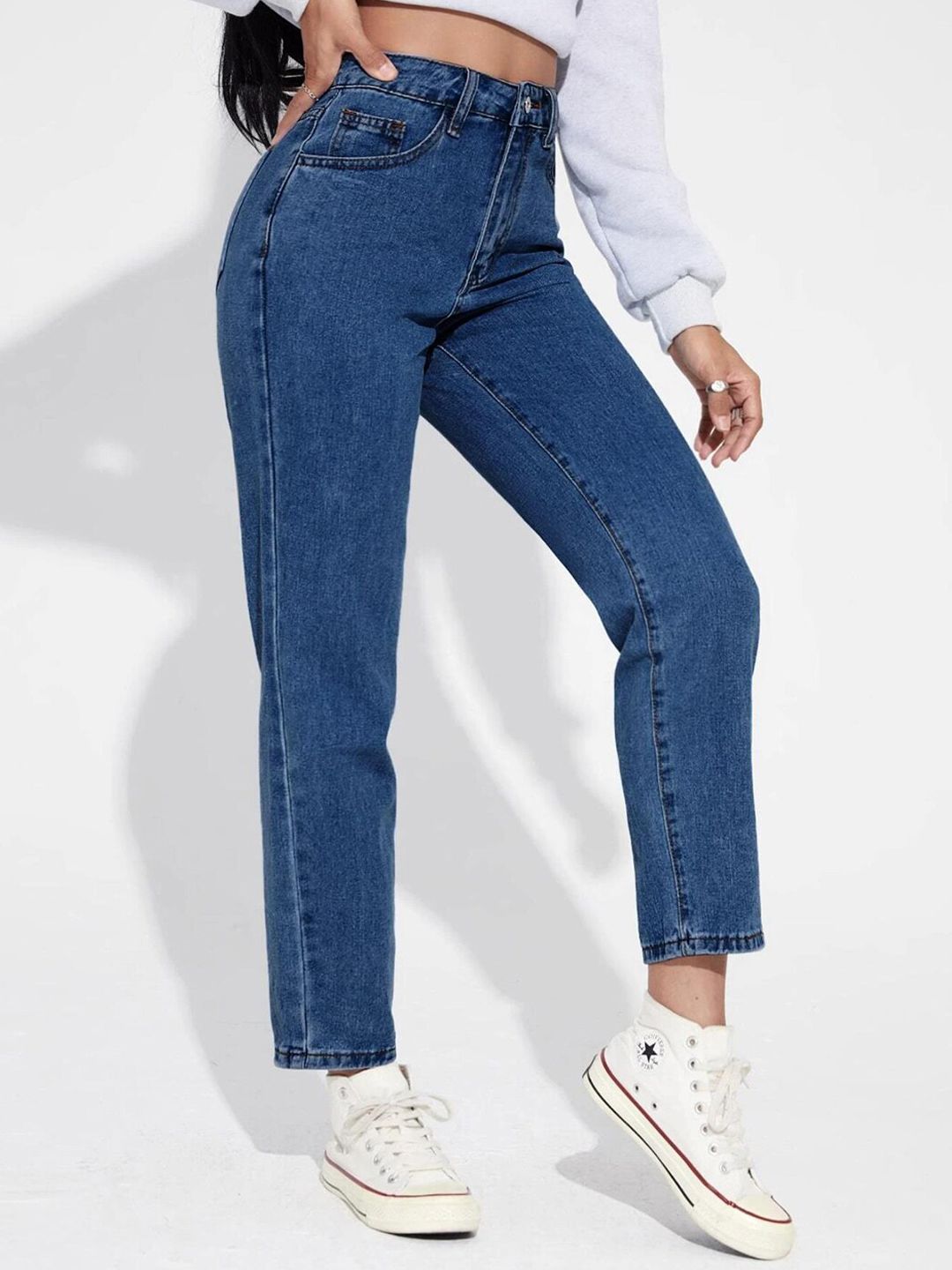 Kotty Women Blue Jean High-Rise Slash Knee Stretchable Jeans