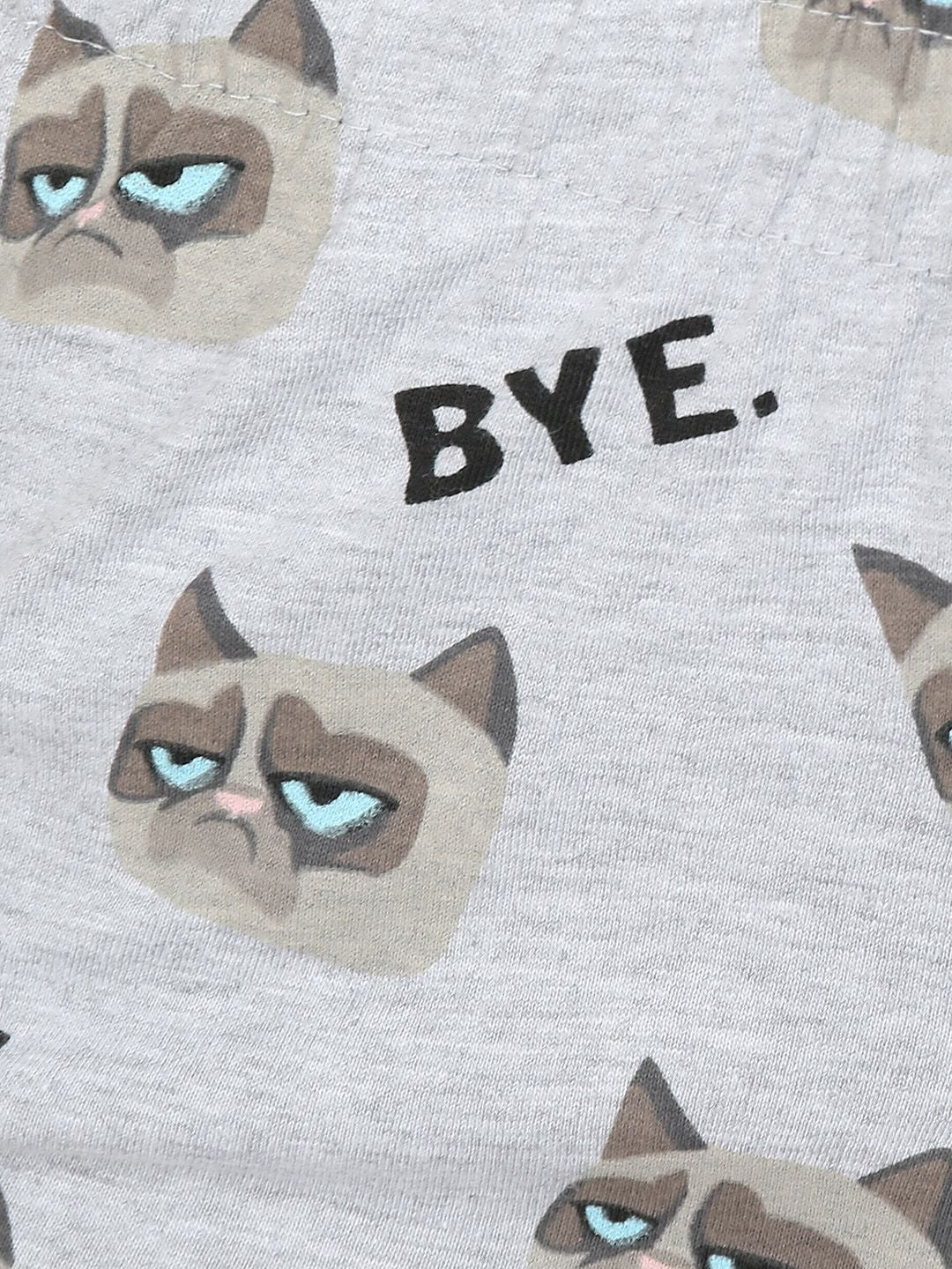 Kotty Women Grey & Black Printed Lounge Shorts KTTSLEEPSHORTS229