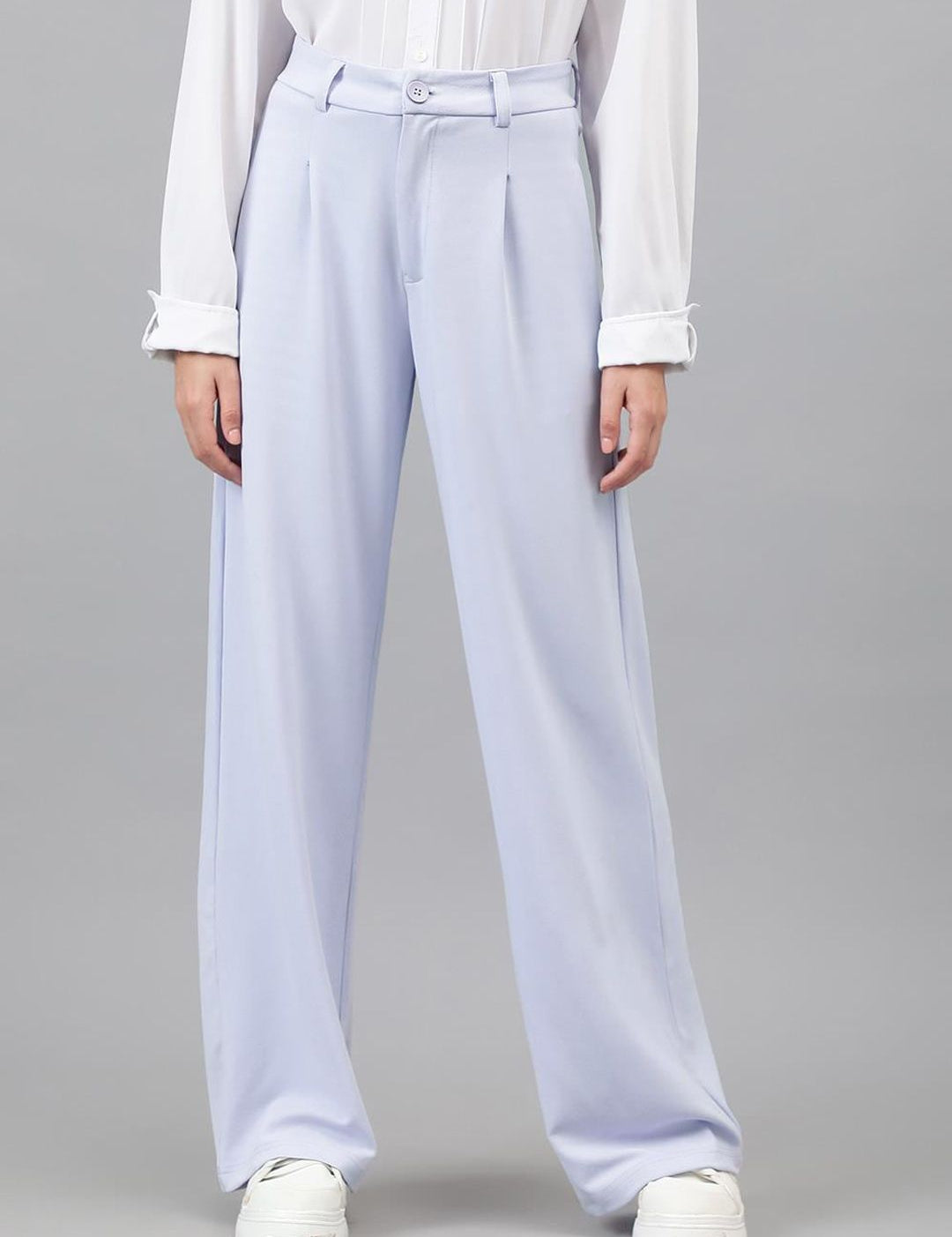 KOTTY BIZwear Women Purple Relaxed Straight Leg Straight Fit Easy Wash Pleated Trousers