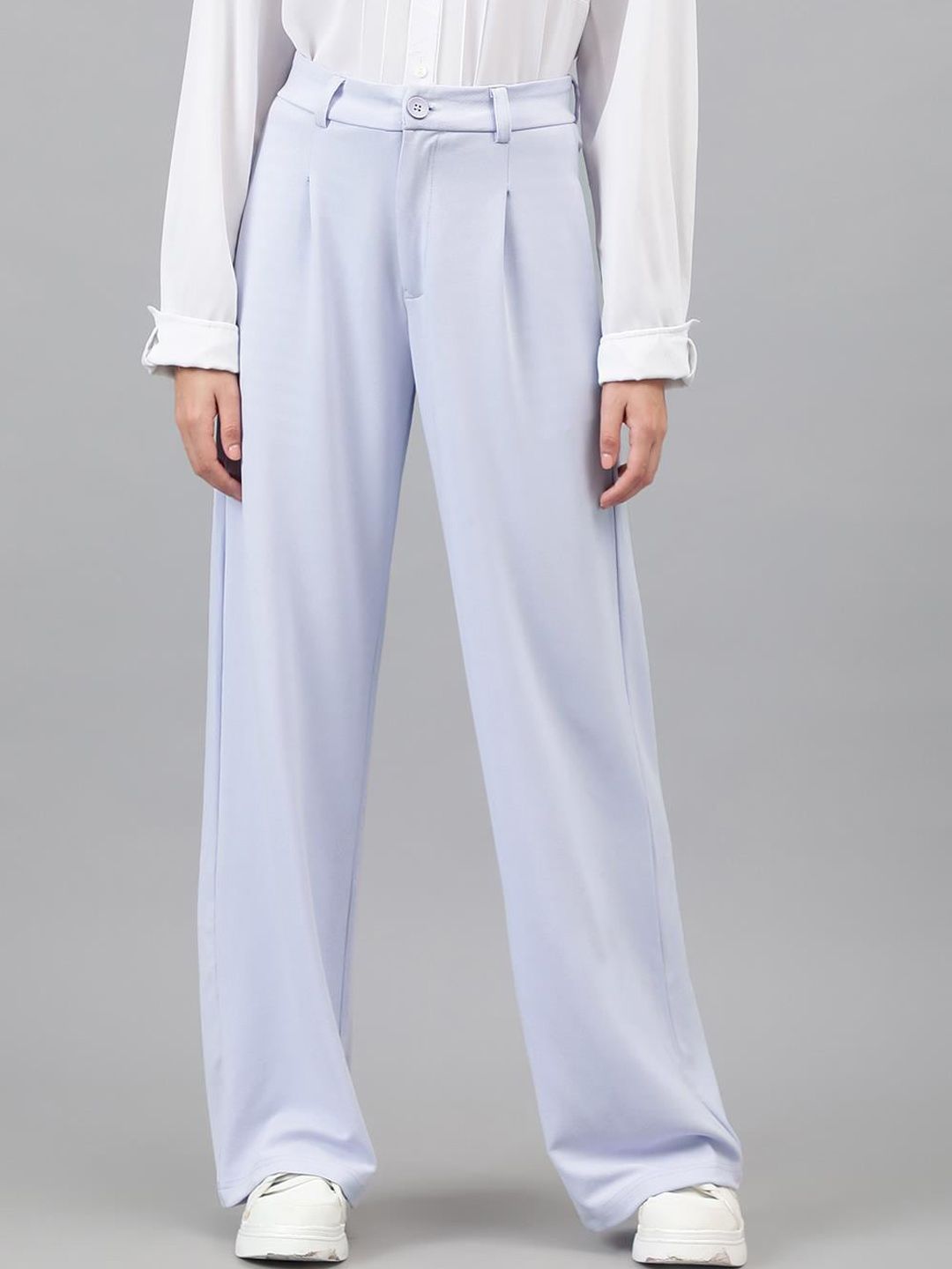 KOTTY BIZwear Women Purple Relaxed Straight Leg Straight Fit Easy Wash Pleated Trousers