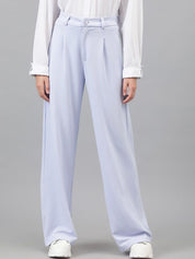 KOTTY BIZwear Women Purple Relaxed Straight Leg Straight Fit Easy Wash Pleated Trousers