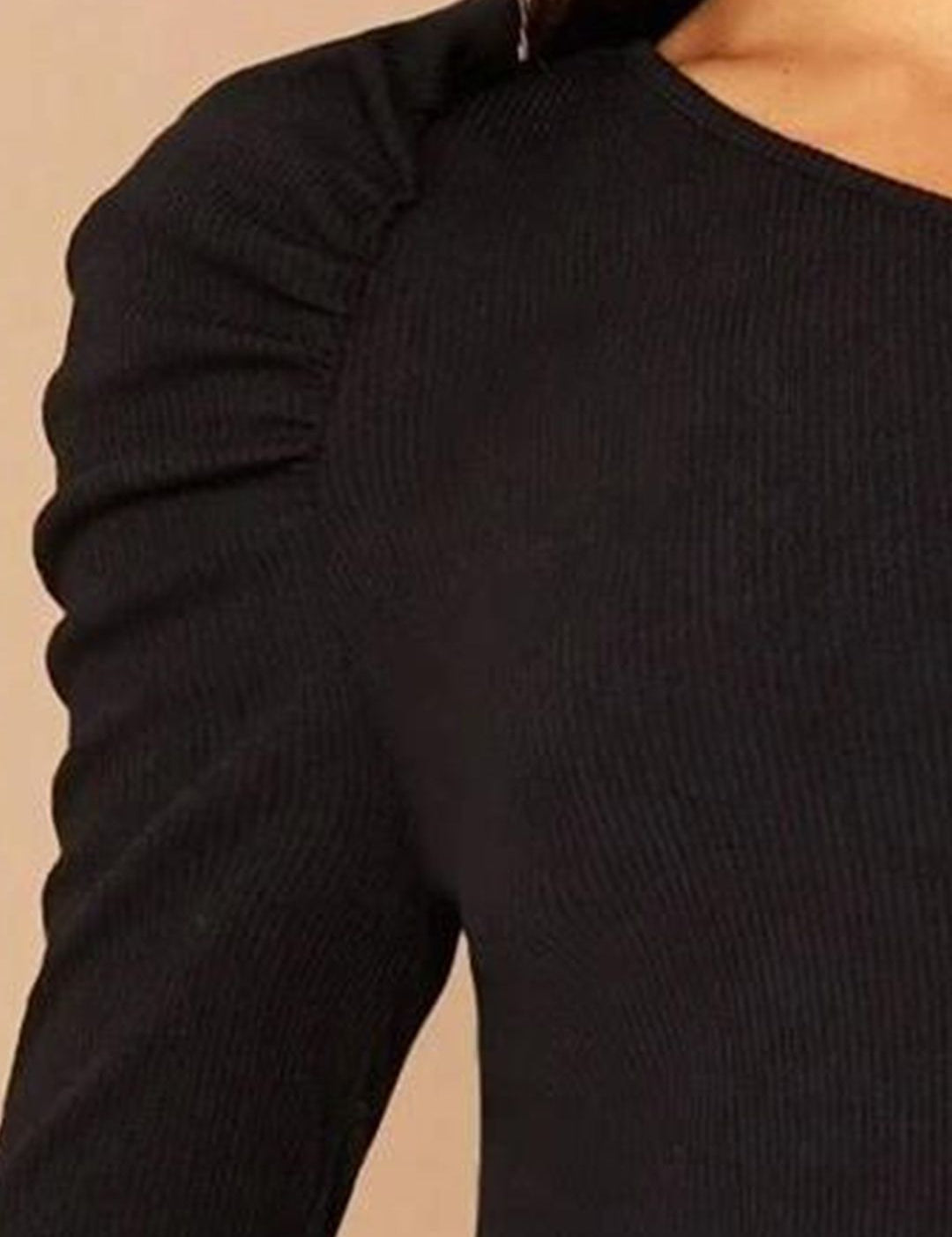 Kotty Black One Shoulder Puff Sleeve Top