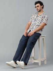 Kotty Men Cuban Collar Abstract Printed Casual Shirt