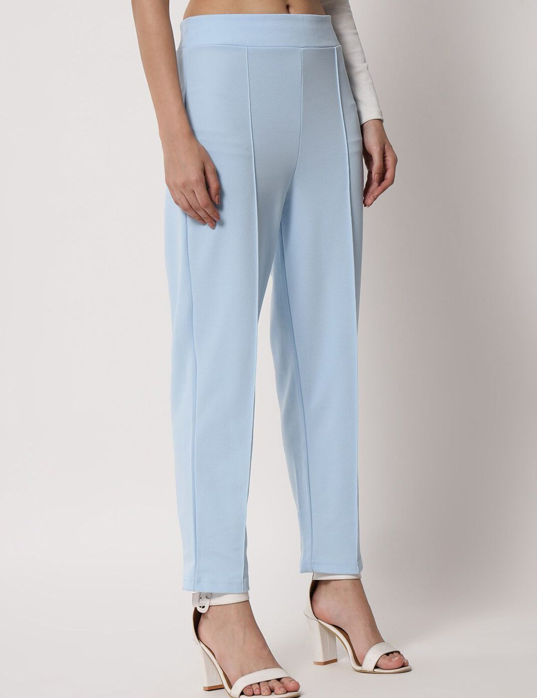 Kotty Women Blue Relaxed Straight Fit Easy Wash Trousers