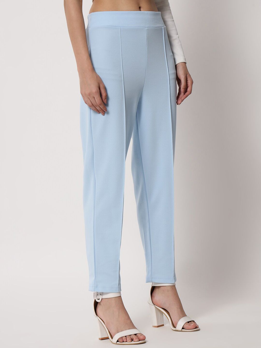 Kotty Women Blue Relaxed Straight Fit Easy Wash Trousers