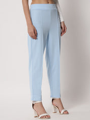 Kotty Women Blue Relaxed Straight Fit Easy Wash Trousers