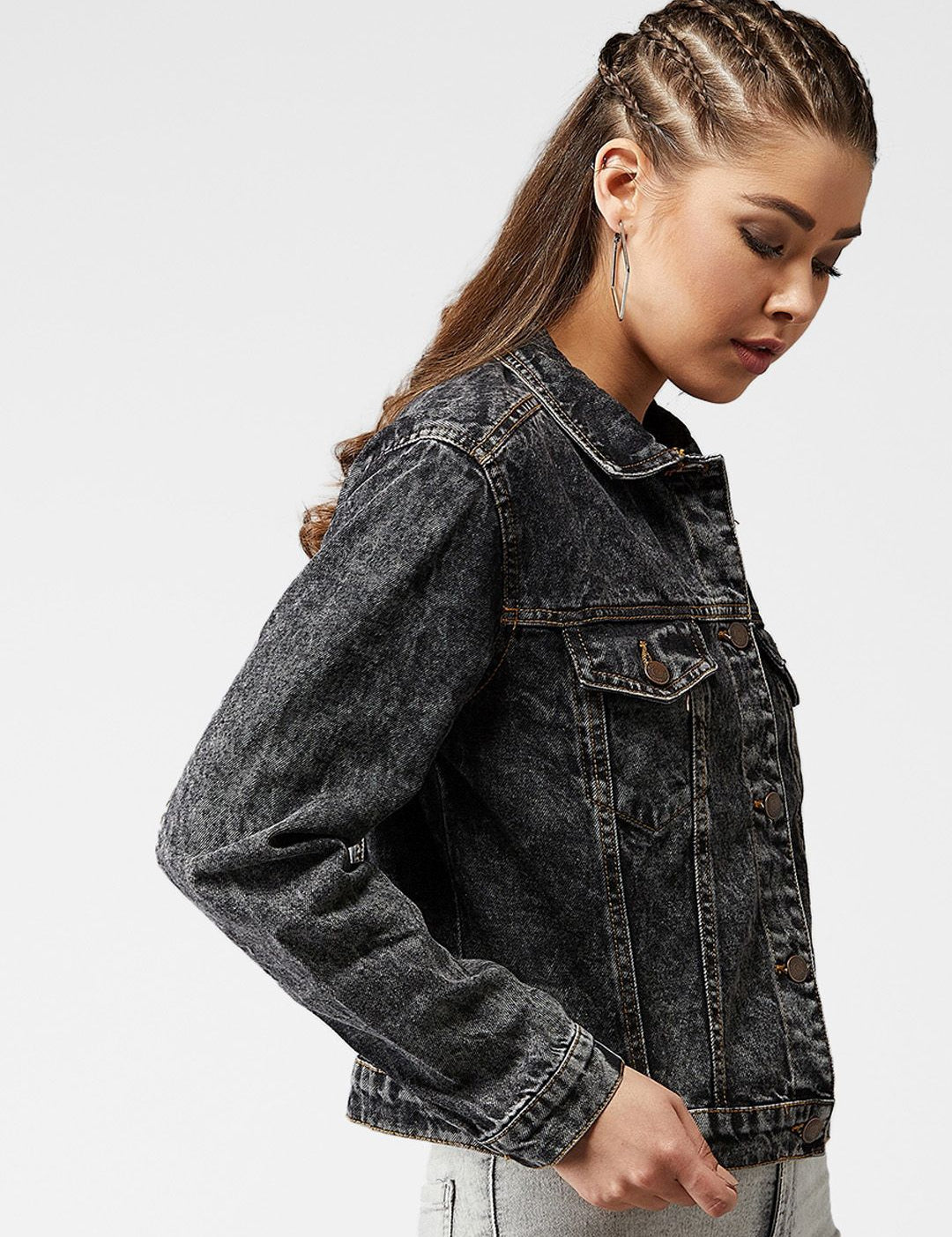 Kotty Women Black Solid Denim Jacket
