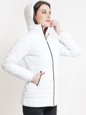 Kotty Women White Windcheater Puffer Jacket
