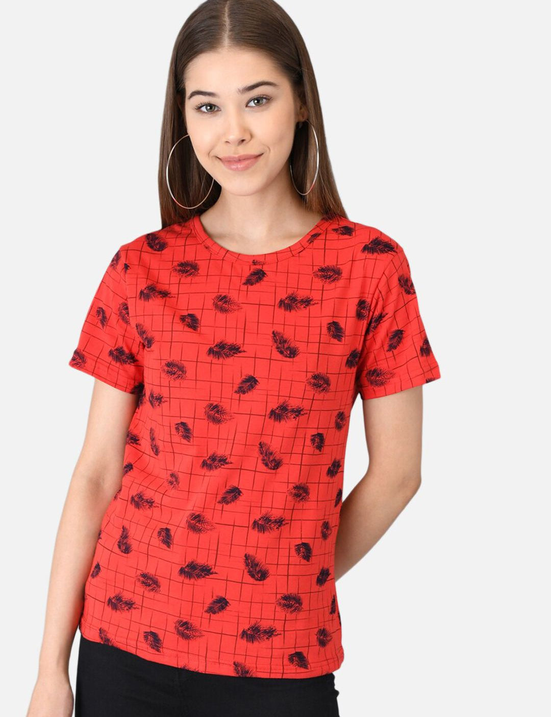 Kotty Women Pack of 2 Pink & Red Printed Round Neck T-shirts