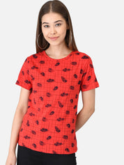 Kotty Women Pack of 2 Pink & Red Printed Round Neck T-shirts