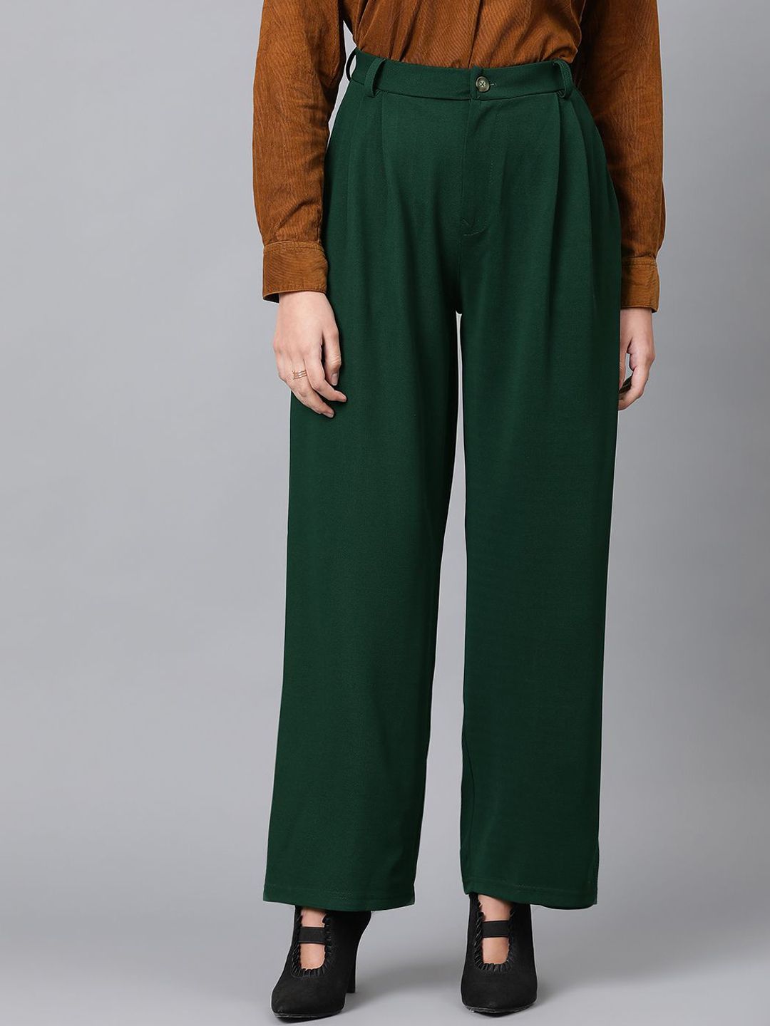 Kotty Women High-Rise Easy Wash Pleated Parallel Trousers