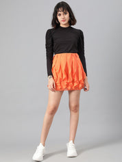 Kotty Black High Neck Puff Sleeve Top