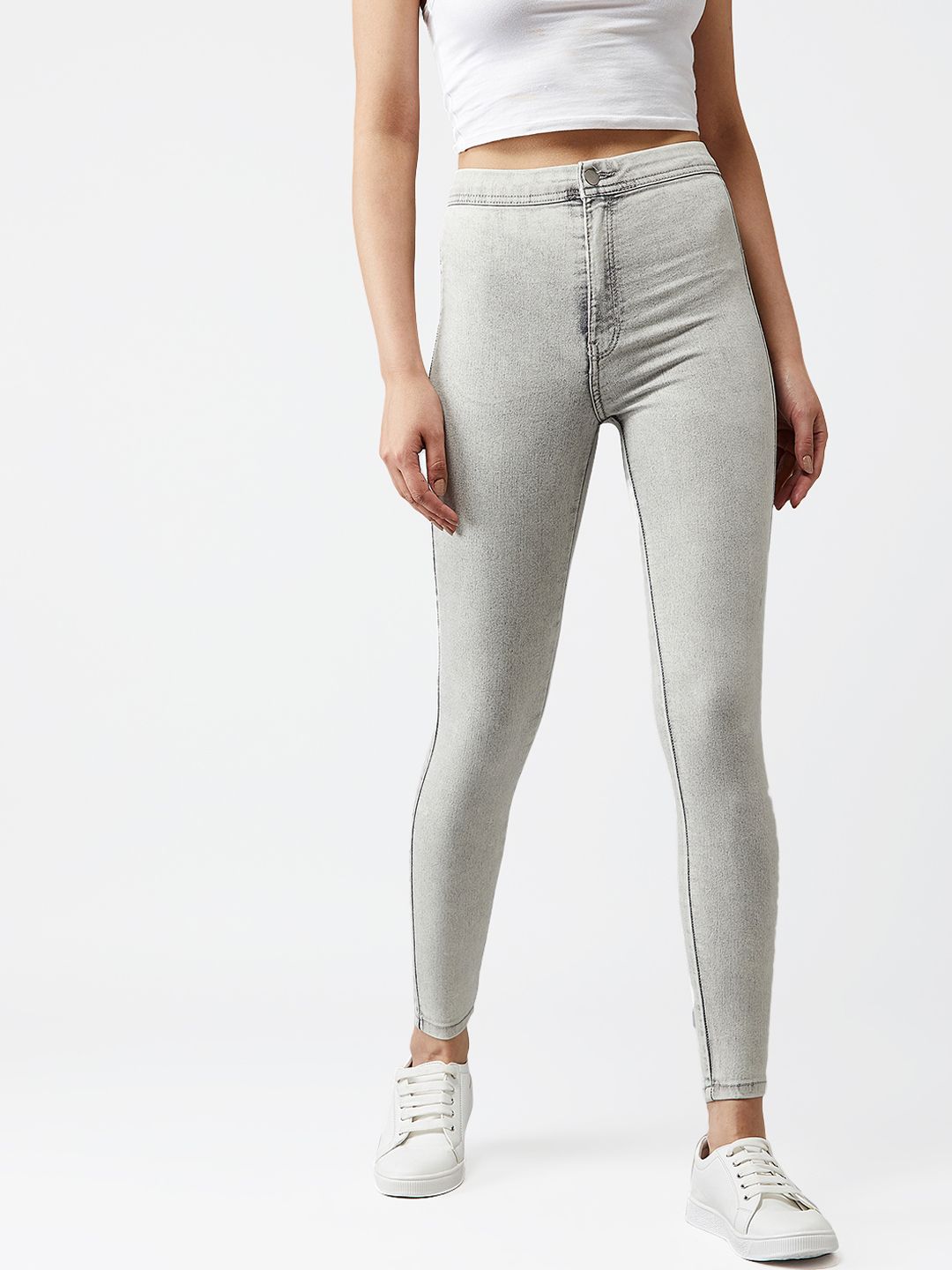 Kotty Women Grey Skinny Fit High-Rise Clean Look Stretchable Jeans
