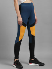 Kotty Women Yellow & Blue Colourblocked  Tights