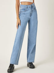 KOTTY Basics Women Jean Straight Fit High-Rise Clean Look Heavy Fade Stretchable Cotton Jeans